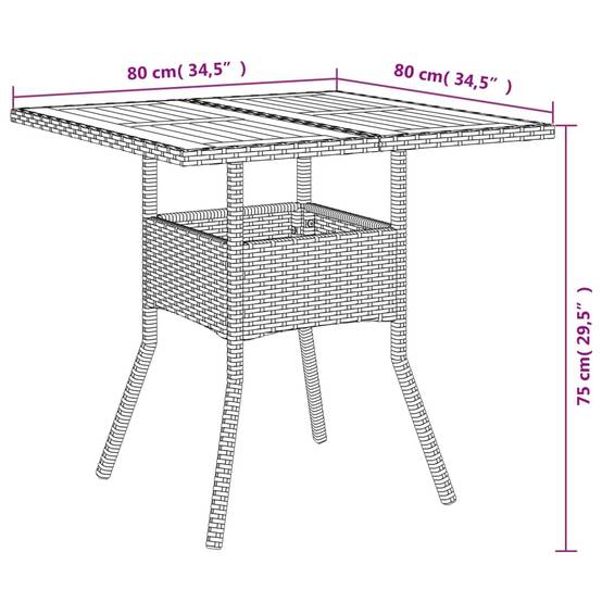 ComfortXL - Table Carrée pour Balcon 80x80cm, Alliance de Résine Tressée Grise et Plateau en Bois d'Acacia – ComfortXL Outdoor Living - Image 7