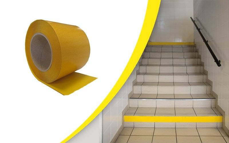 Repérage des contremarches PVC Waccess adhésif intérieur WATTELEZ rouleau 10mx100mm - jaune - 810303J - Imagen 1