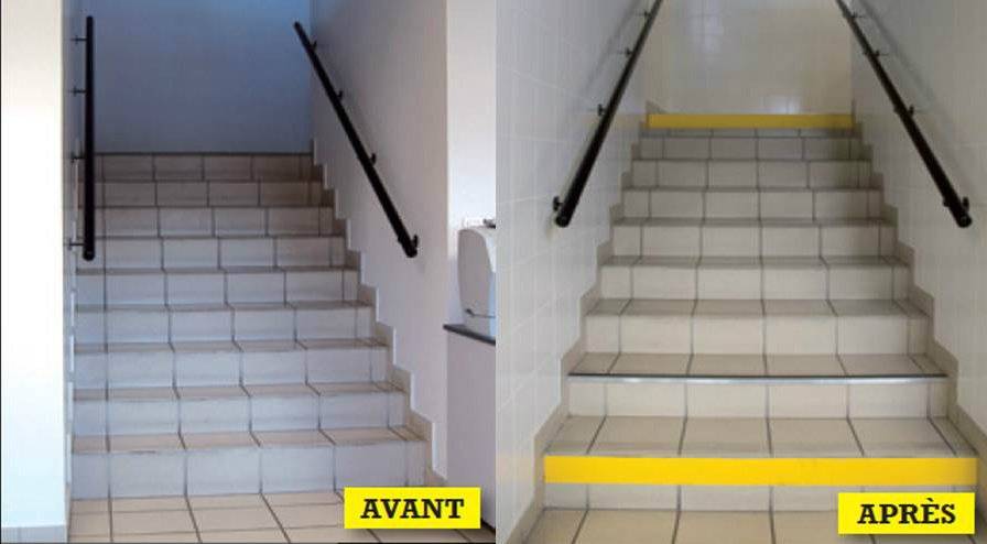 Repérage des contremarches PVC Waccess adhésif intérieur WATTELEZ rouleau 10mx100mm - jaune - 810303J - Imagen 2