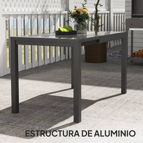 Table de jardin extensible de 85 à 125 cm pour 4 à 6 personnes, de forme rectangulaire, idéale pour véranda, terrasse ou jardin. - Image 8