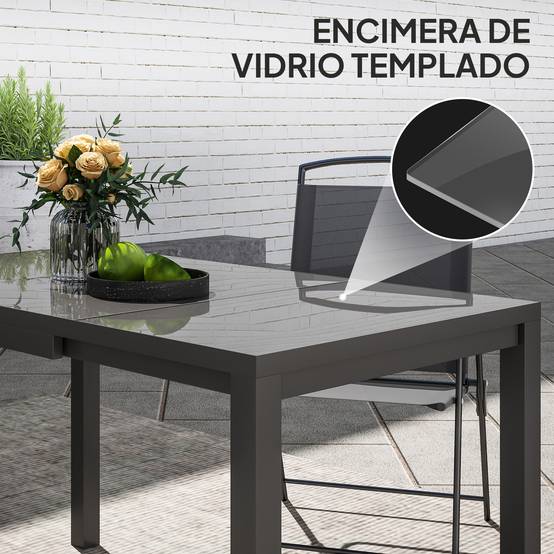 Table de jardin extensible de 85 à 125 cm pour 4 à 6 personnes, de forme rectangulaire, idéale pour véranda, terrasse ou jardin. - Image 9