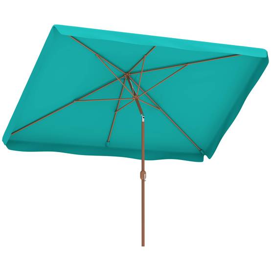 ComfortXL - Parasol rectangulaire aluminium polyester balcon inclinable effet bois manivelle 2x3m turquoise - ComfortXL Outdoor Living - Image 1