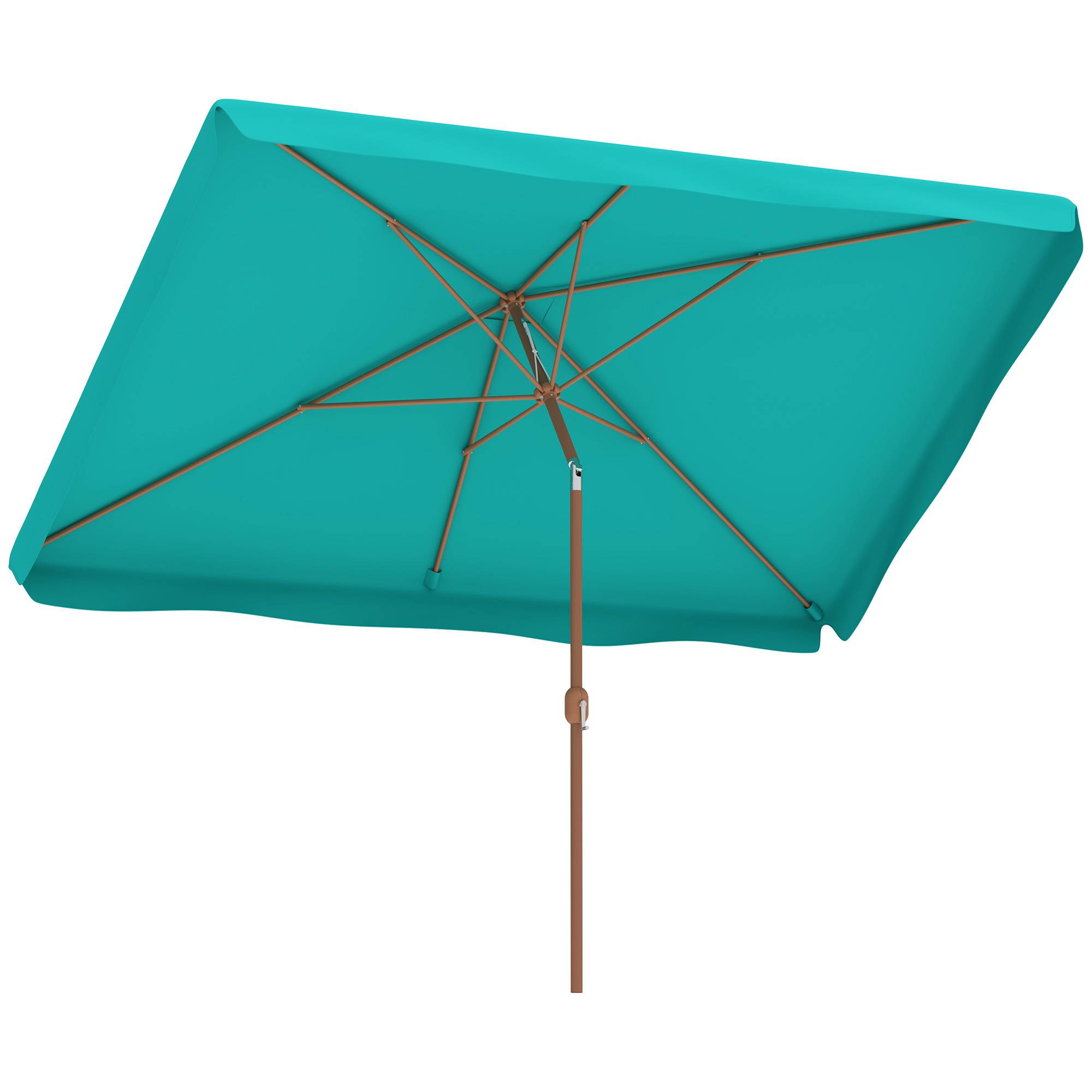ComfortXL - Parasol rectangulaire aluminium polyester balcon inclinable effet bois manivelle 2x3m turquoise - ComfortXL Outdoor Living - Image 1
