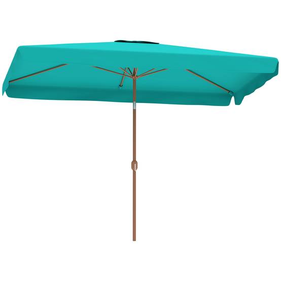 ComfortXL - Parasol rectangulaire aluminium polyester balcon inclinable effet bois manivelle 2x3m turquoise - ComfortXL Outdoor Living - Image 2