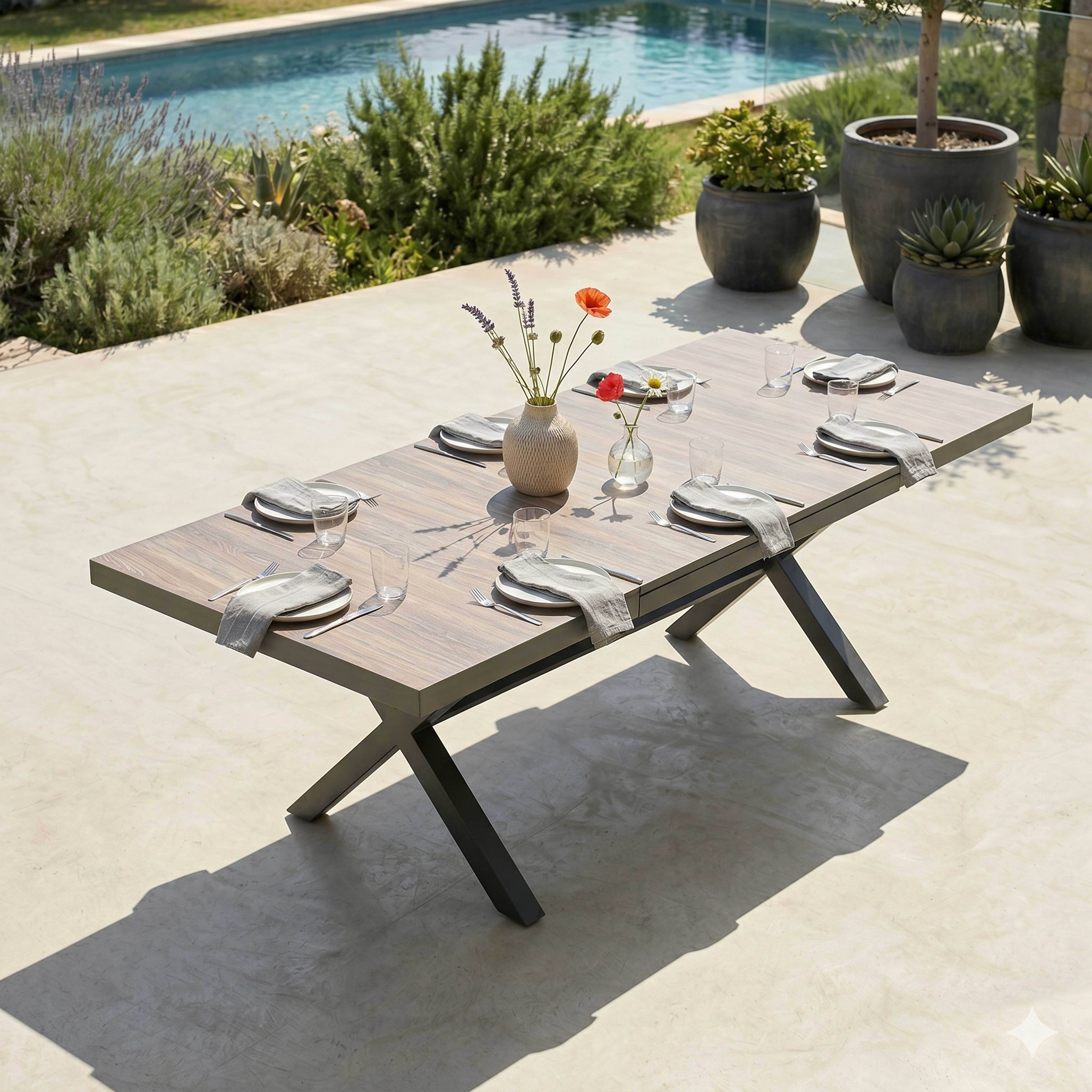 Oviala - Table extensible 10 places en aluminium et céramique Tivoli - Oviala - Image 2
