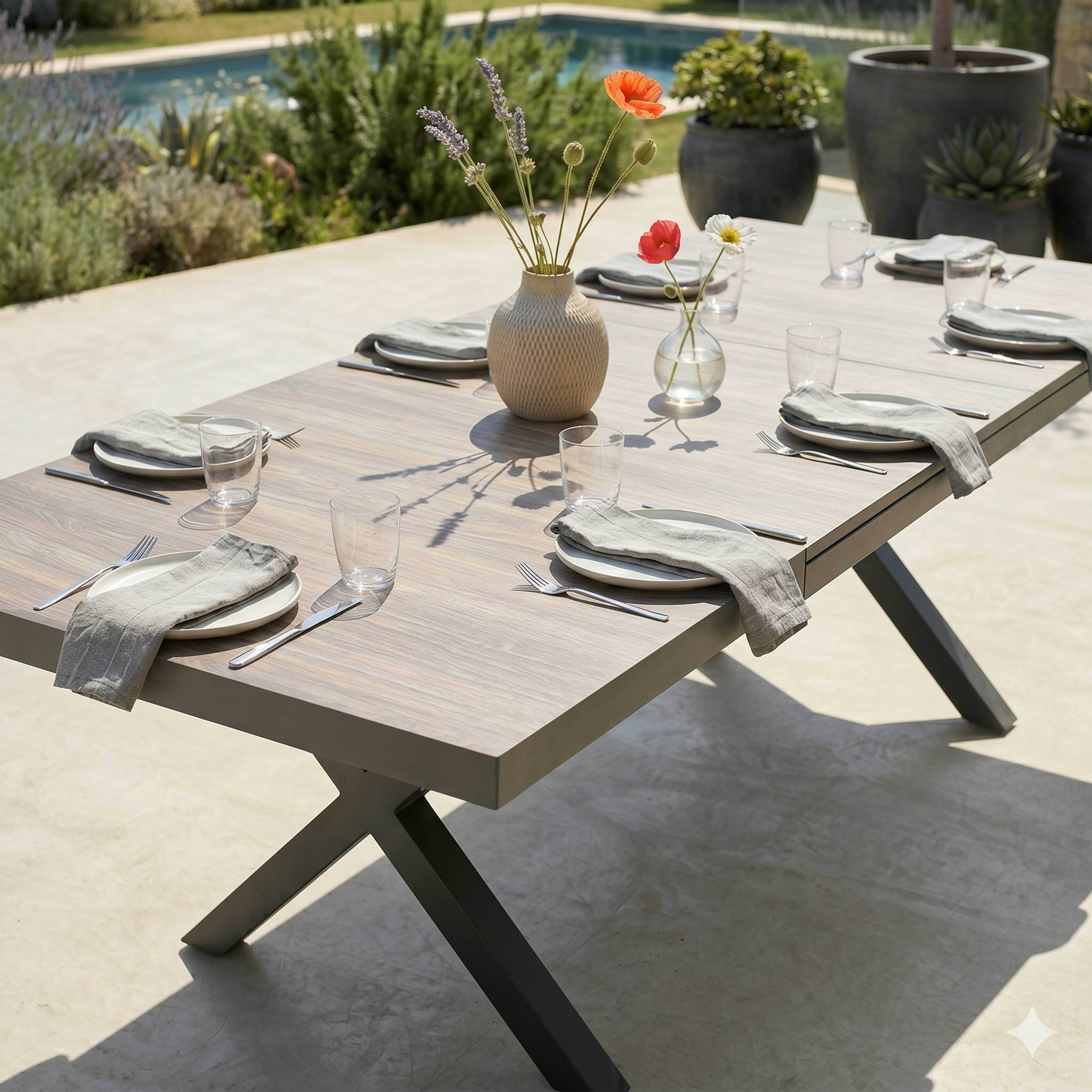 Oviala - Table extensible 10 places en aluminium et céramique Tivoli - Oviala - Image 3