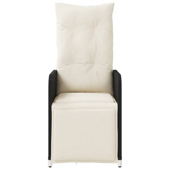 Chaise Inclinable de Jardin avec Coussins Noir Résine Tressée – 54.5 x 58.5 x 92 cm, Poids :20.8kg - PANGIVO - Image 4
