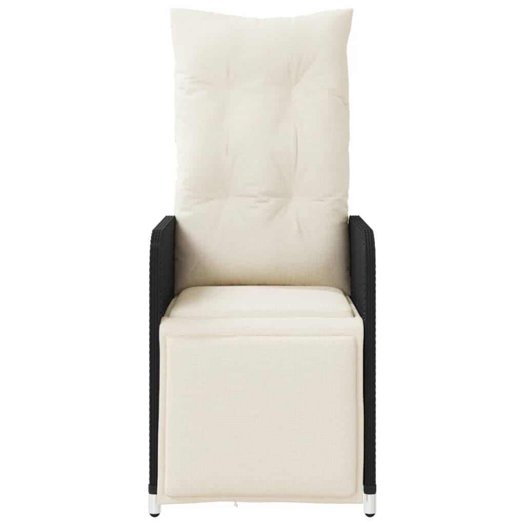 Chaise Inclinable de Jardin avec Coussins Noir Résine Tressée – 54.5 x 58.5 x 92 cm, Poids :20.8kg - PANGIVO - Image 4
