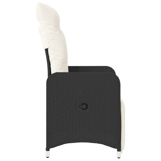 Chaise Inclinable de Jardin avec Coussins Noir Résine Tressée – 54.5 x 58.5 x 92 cm, Poids :20.8kg - PANGIVO - Image 5