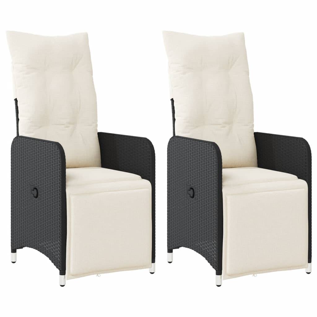 Chaise Inclinable de Jardin avec Coussins Noir Résine Tressée – 54.5 x 58.5 x 92 cm, Poids :20.8kg - PANGIVO - Image 2