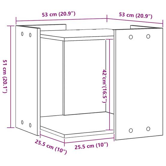 Meuble de bac à litière pour chat bois d'ingénierie chêne artisanal 53 x 53 x 51 cm - PANGIVO - Image 8