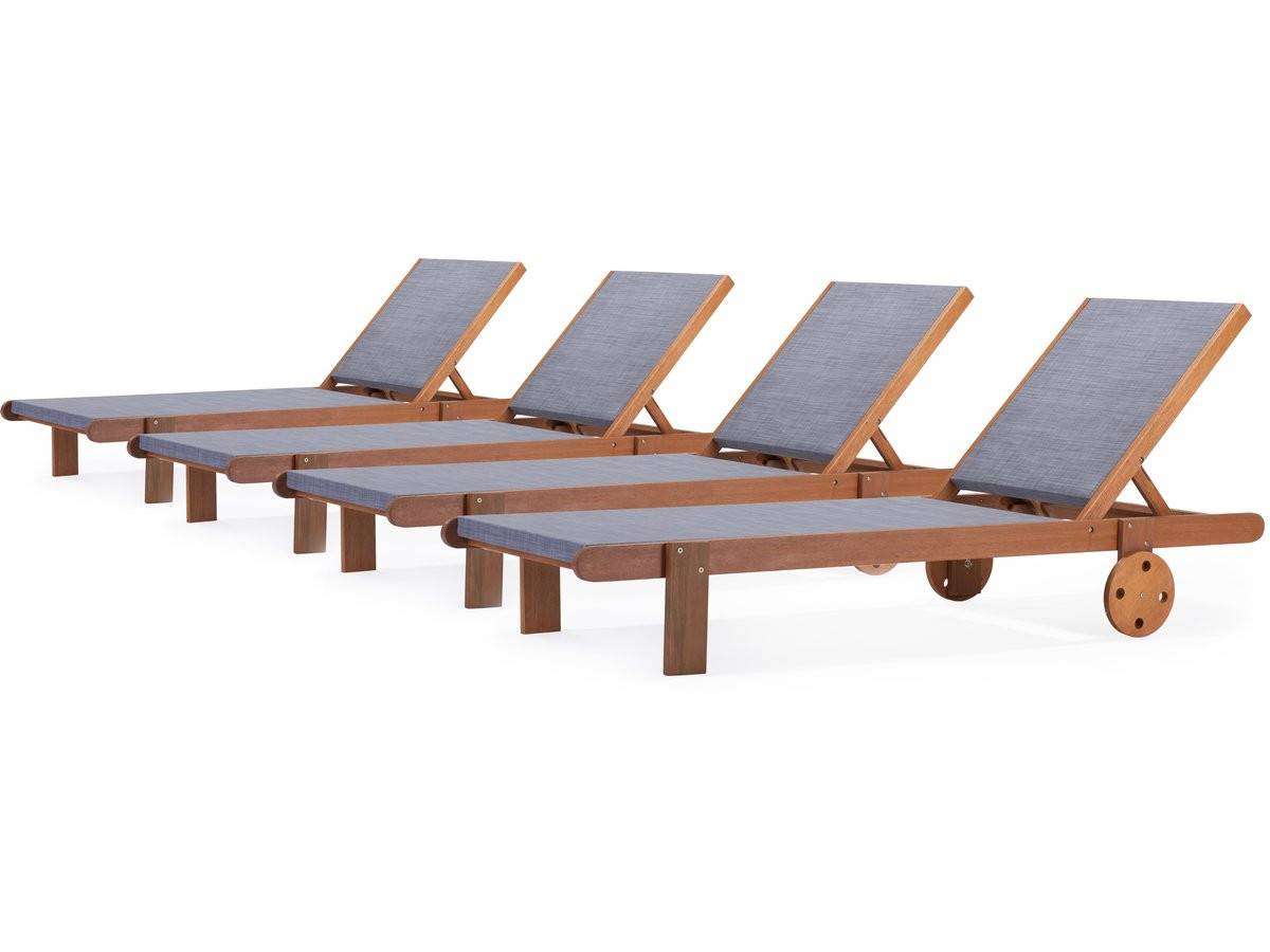 Habitat Et Jardin - Bain De Soleil En Bois Exotique "saïgon" - Maple - Gris - Lot De 4 -habitat Et Jardin - Imagen 1