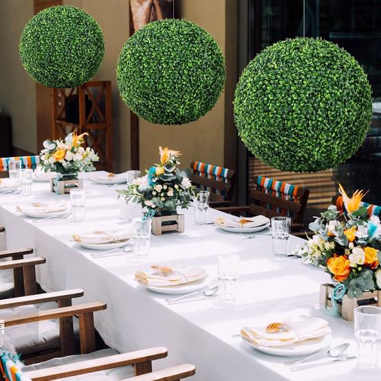 2 Boules de Buis Artificielles 50 cm Résistantes aux UV, Plantes en Boules de Faux Sphères Végétales, Vert Foncé - Image 2