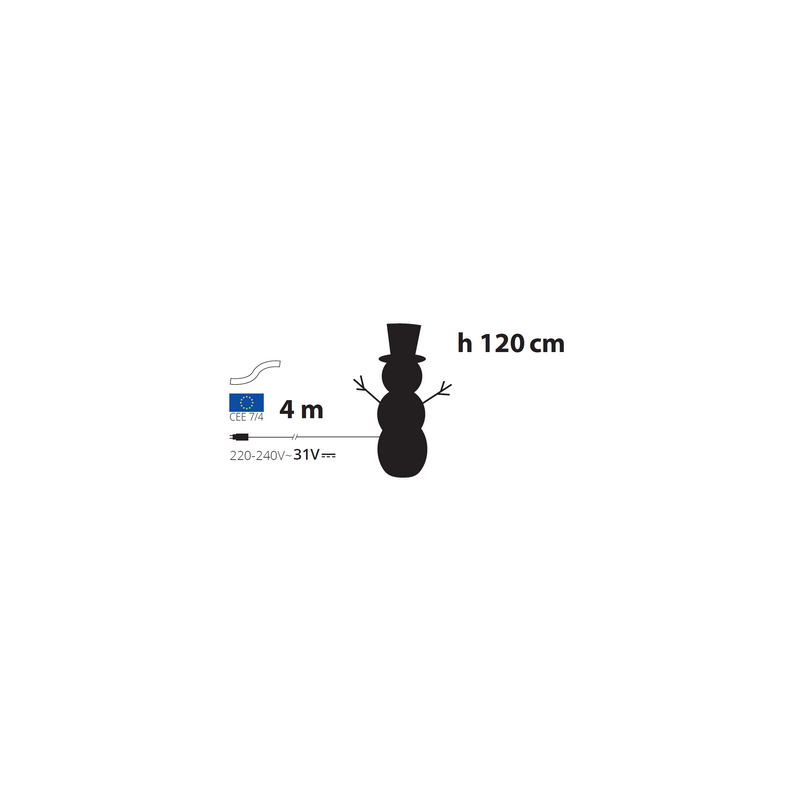 Lotti - Bonhomme de neige lumineux 3D H120cm 260 LED ambré fixe Timer extérieur Smart Connect 31V professionnel Lotti - Imagen 3