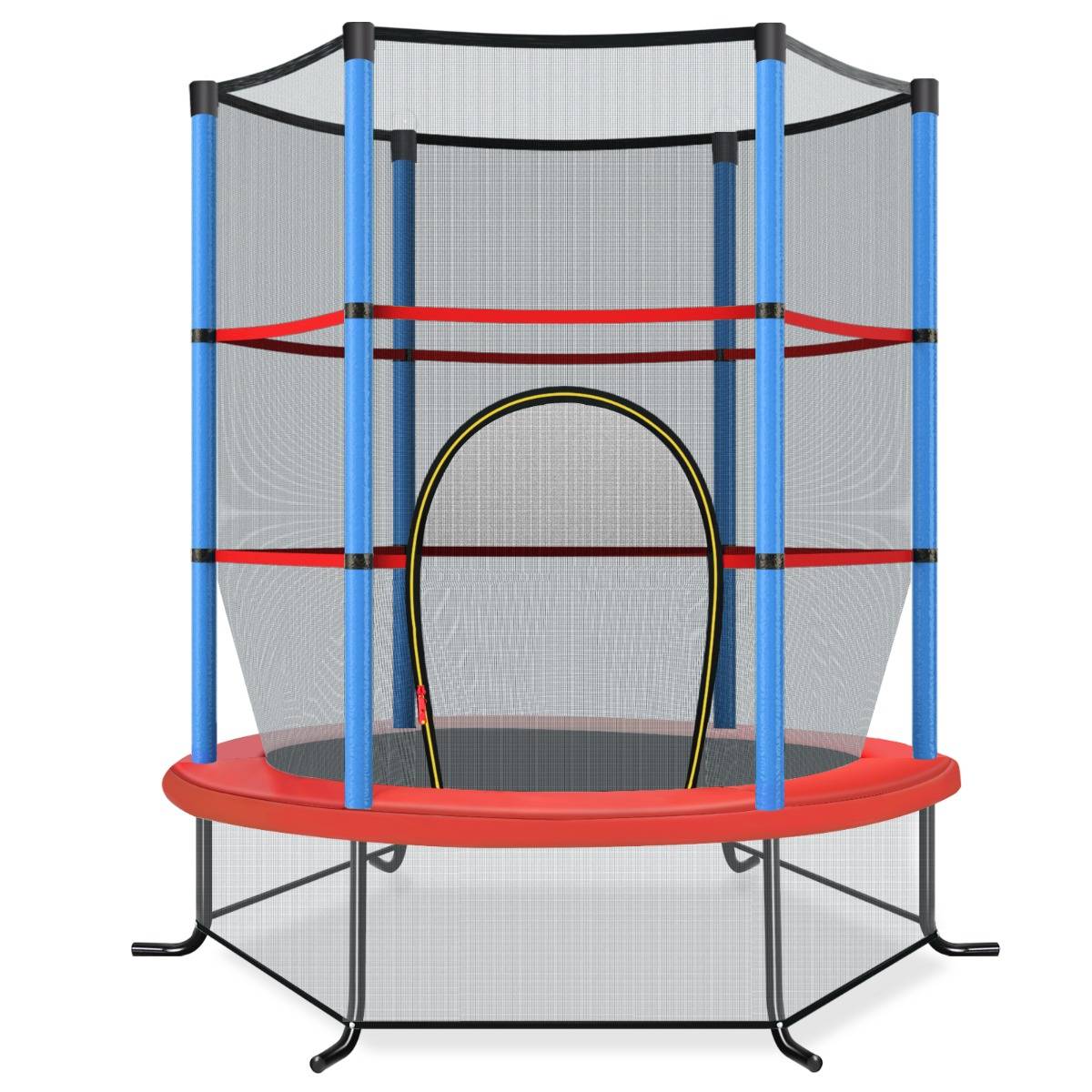 Trampoline de Jardin pour Enfants Ø165CM avec Filet de Protection Appuis de Ressorts et Structure en Acier Bleu F406R - Image 3