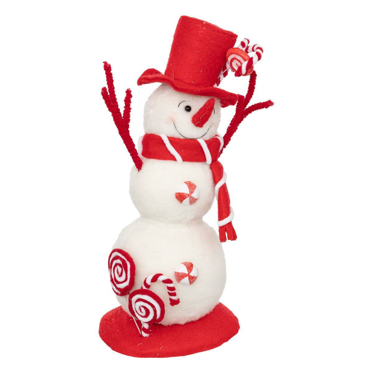 Fééric Lights & Christmas - Polyfoam bonhomme de neige bonbon, rouge et blanc 38cm - Feeric Lights & Christmas