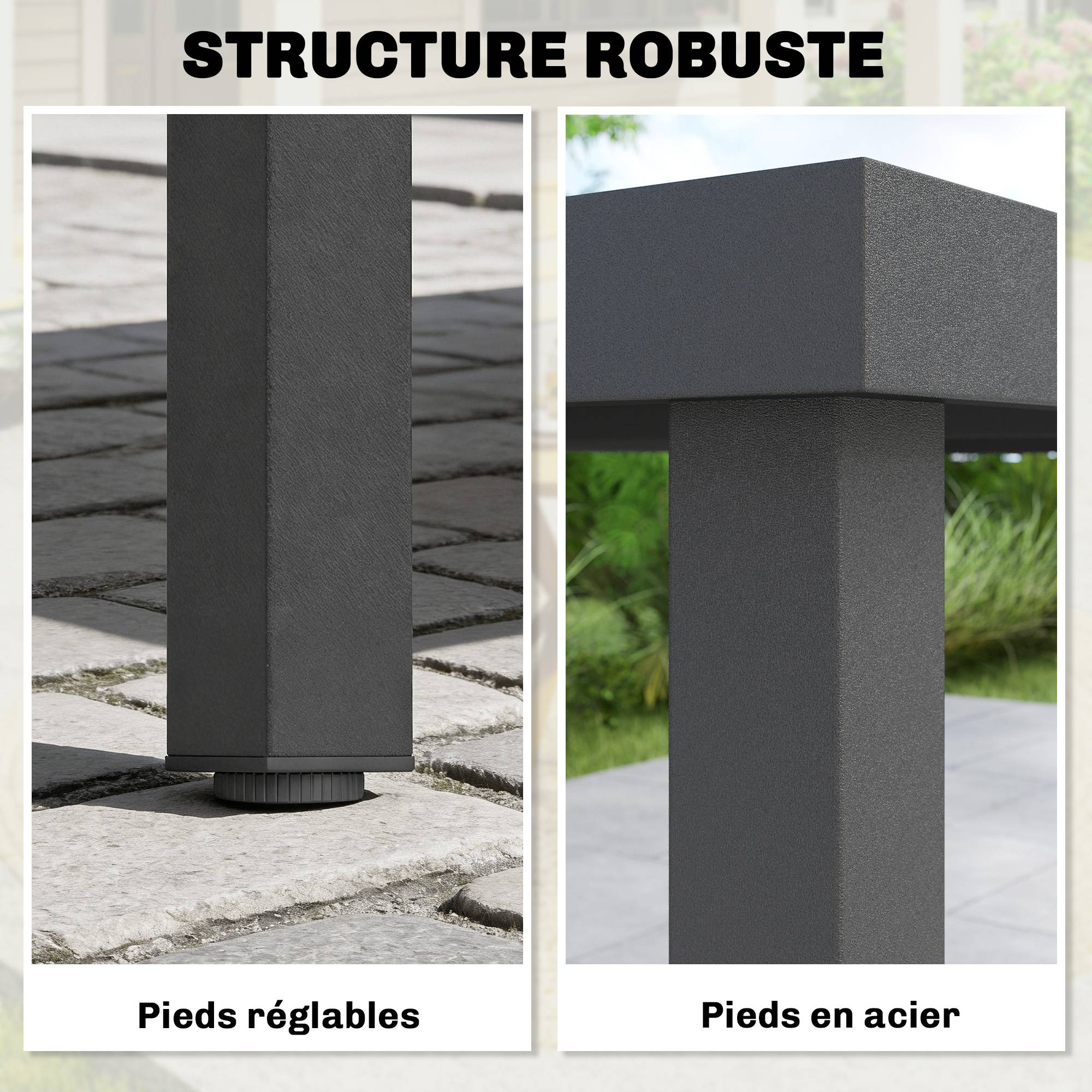 PANGIVO - Table de jardin acier et WPC gris 140 x 90 x 74 cm - PANGIVO - Image 8