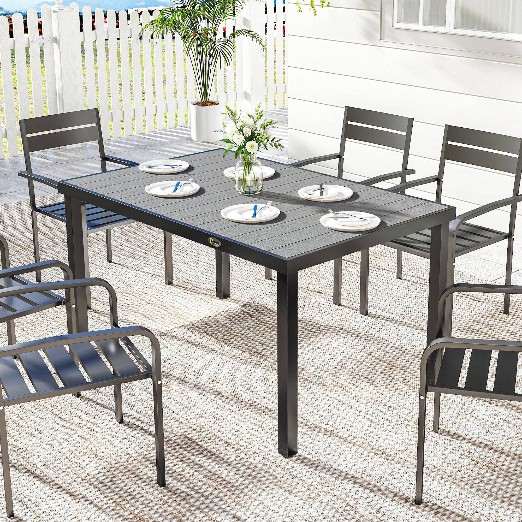 PANGIVO - Table de jardin acier et WPC gris 140 x 90 x 74 cm - PANGIVO - Image 4