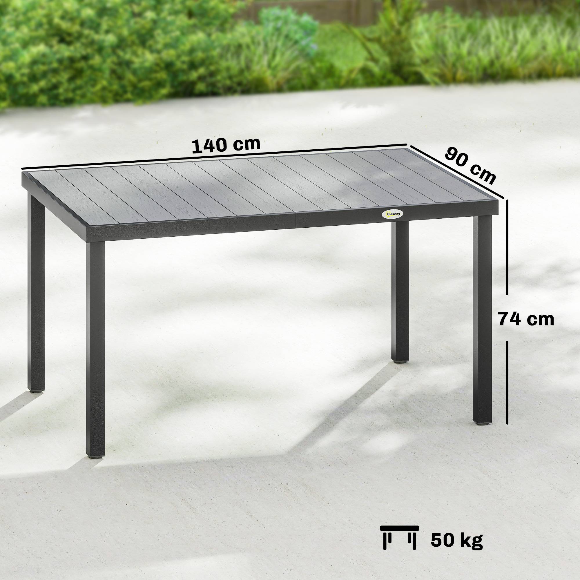 PANGIVO - Table de jardin acier et WPC gris 140 x 90 x 74 cm - PANGIVO - Image 5