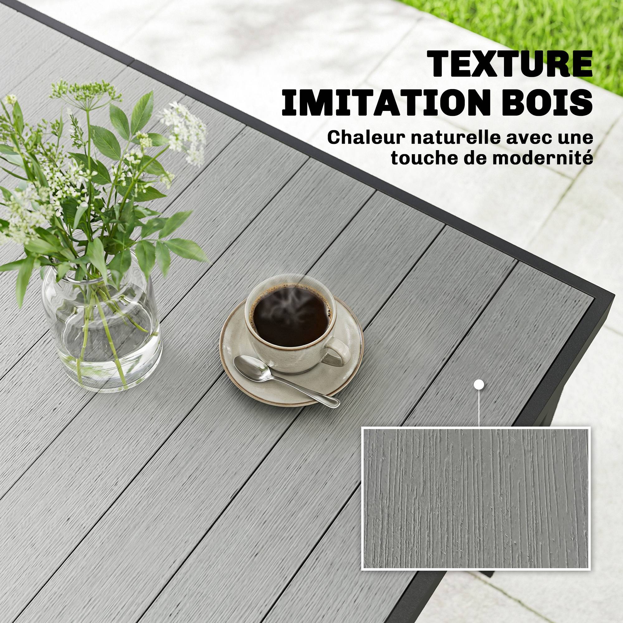 PANGIVO - Table de jardin acier et WPC gris 140 x 90 x 74 cm - PANGIVO - Image 6