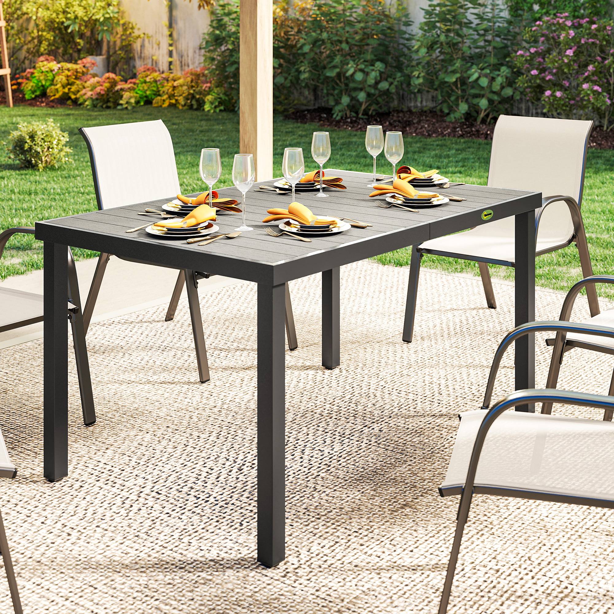 PANGIVO - Table de jardin acier et WPC gris 140 x 90 x 74 cm - PANGIVO - Image 9