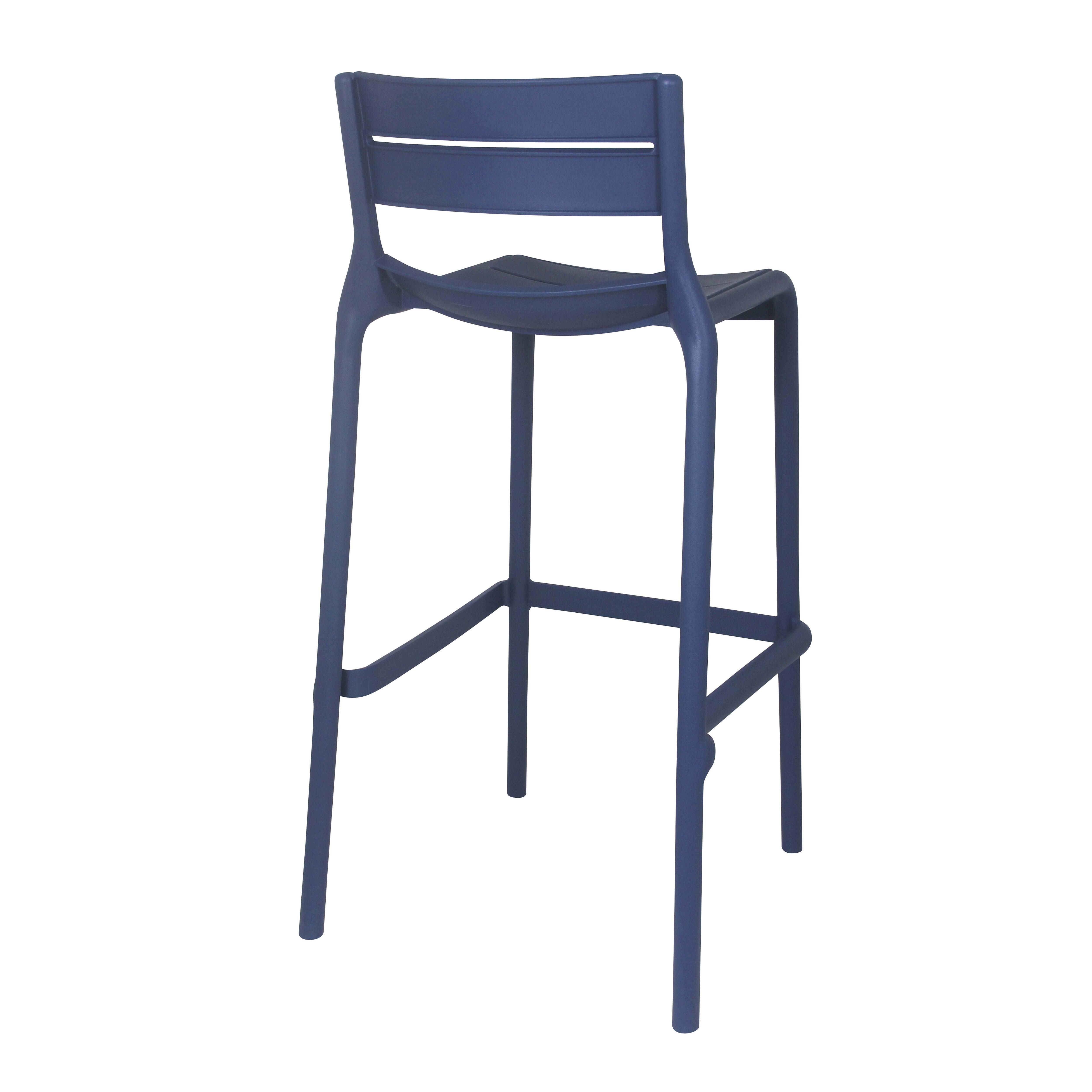 Oviala - Lot de 4 chaises hautes de terrasse en plastique bleu pacific - Oviala - Imagen 6