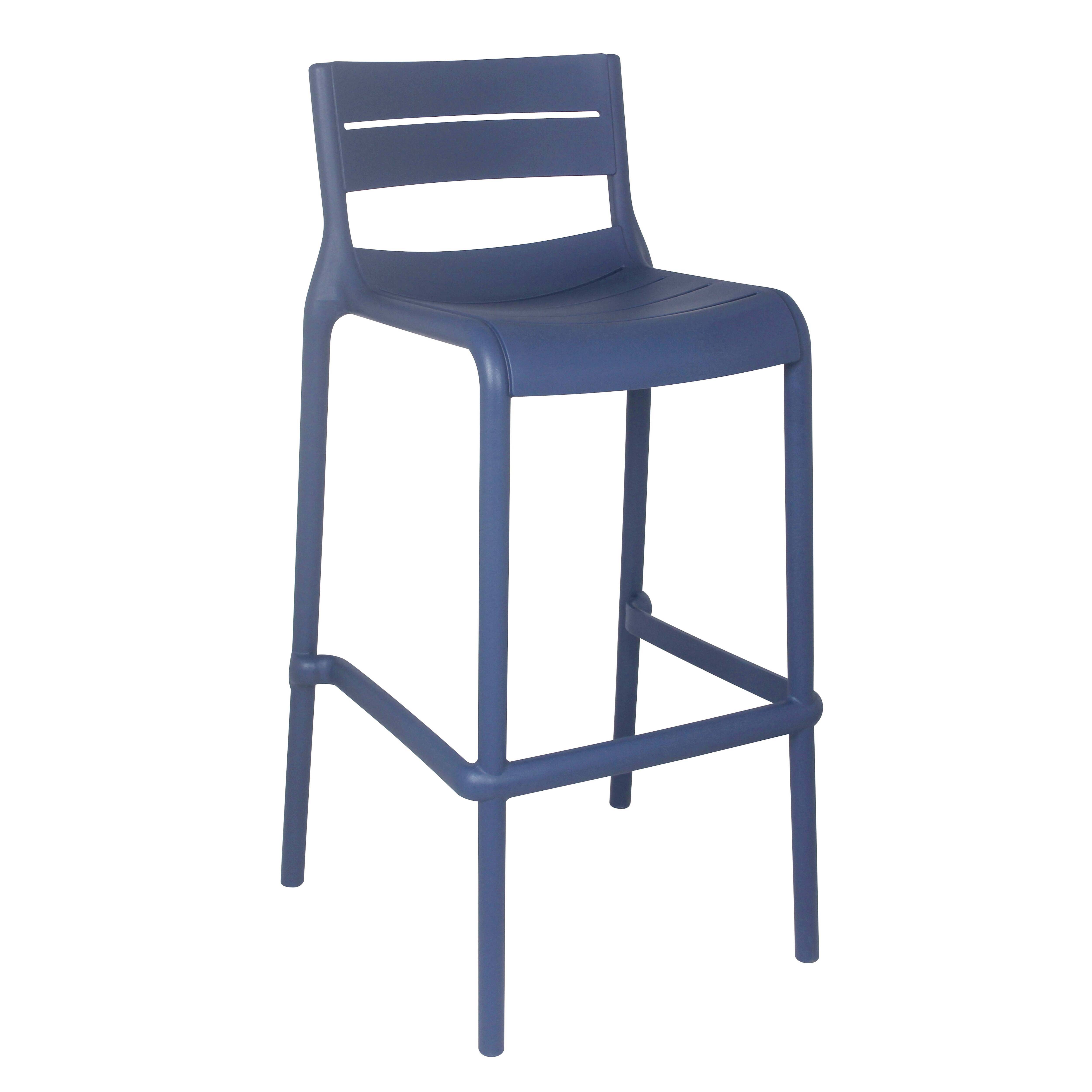 Oviala - Lot de 4 chaises hautes de terrasse en plastique bleu pacific - Oviala - Imagen 2