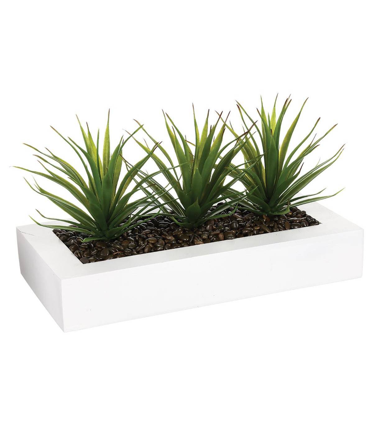 Atmosphera - Centre de table "Keiko" 3 aloe vera artificielle blanc H17cm - Atmosphera Créateur d'intérieur - Imagen 1