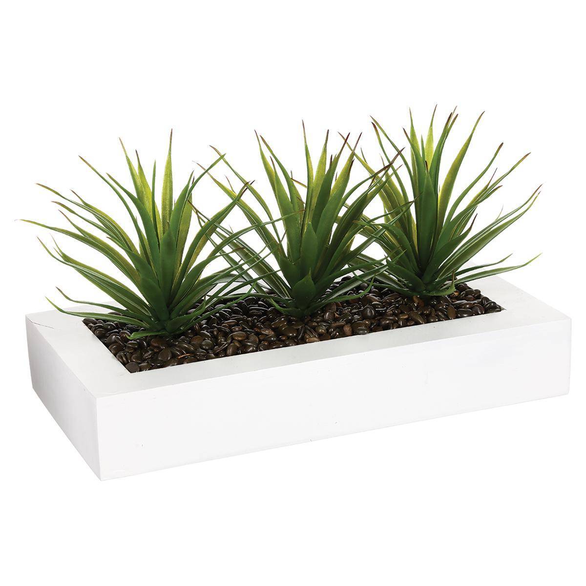 Atmosphera - Centre de table "Keiko" 3 aloe vera artificielle blanc H17cm - Atmosphera Créateur d'intérieur - Imagen 2