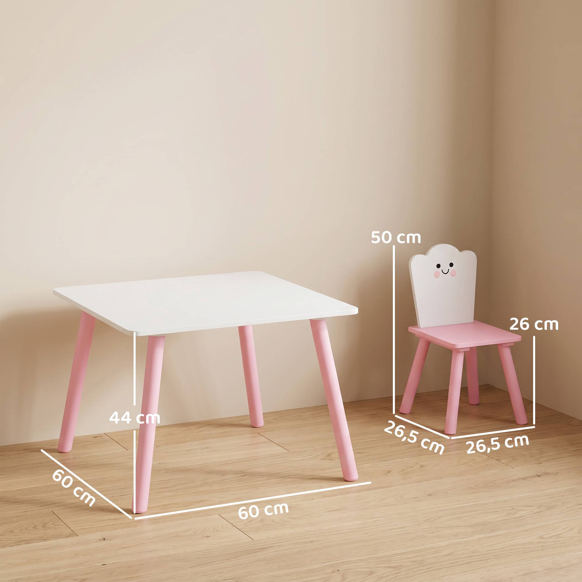 Table et chaises enfant pieds bois, thème barbe à papa, pour garçons filles 3-6 ans, crèche, rose - Image 5