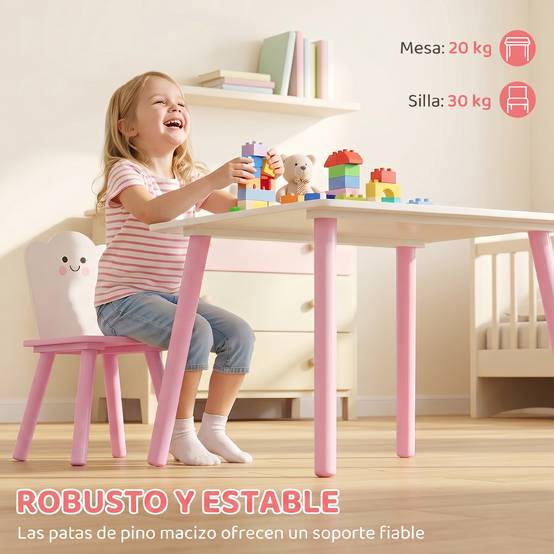 Table et chaises enfant pieds bois, thème barbe à papa, pour garçons filles 3-6 ans, crèche, rose - Image 9