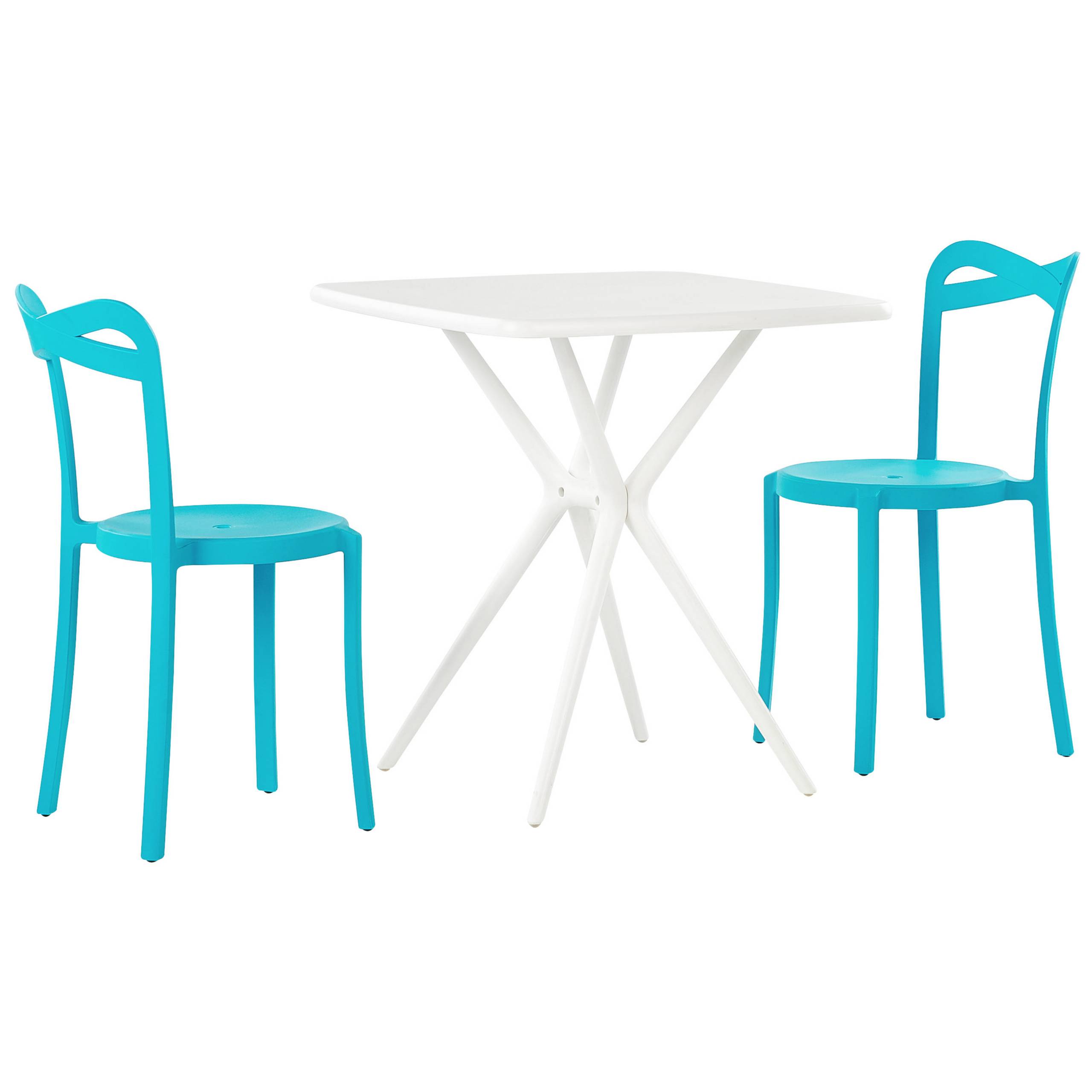 Beliani - Salon de Jardin Bistrot Bleu et Blanc Matière Synthétique pour 2 Personnes Table Carrée Légère en Intérieur et Extérieur Moderne - Imagen 1