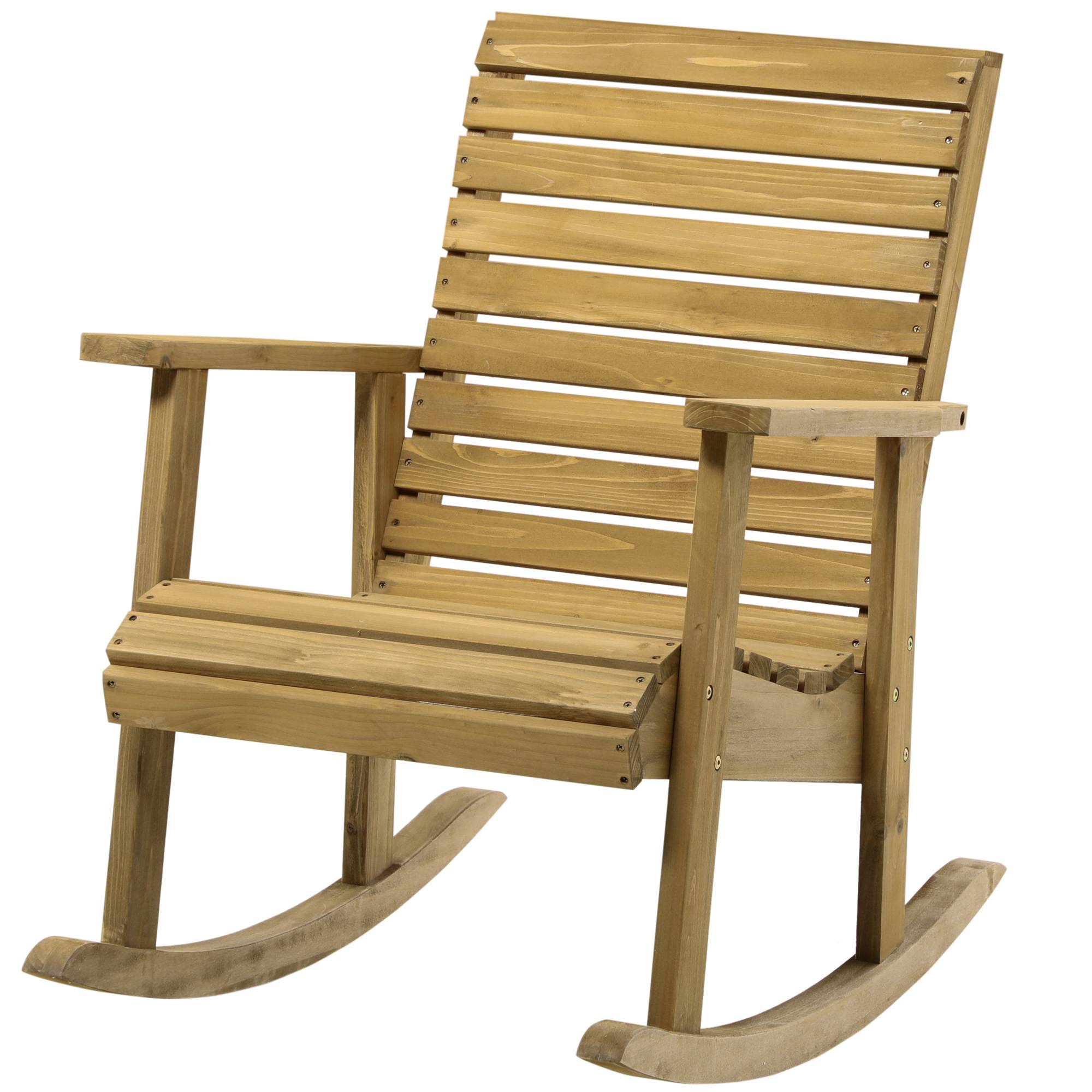 Fauteuil à bascule de jardin bois de sapin naturel 64 x 86 x 85 cm - PANGIVO - Image 2