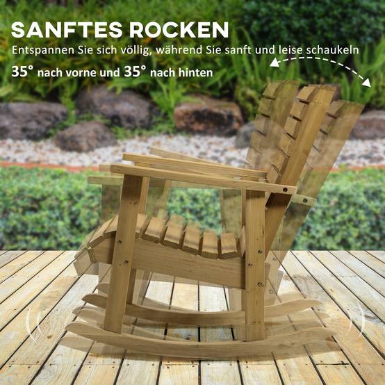 Fauteuil à bascule de jardin bois de sapin naturel 64 x 86 x 85 cm - PANGIVO - Image 7