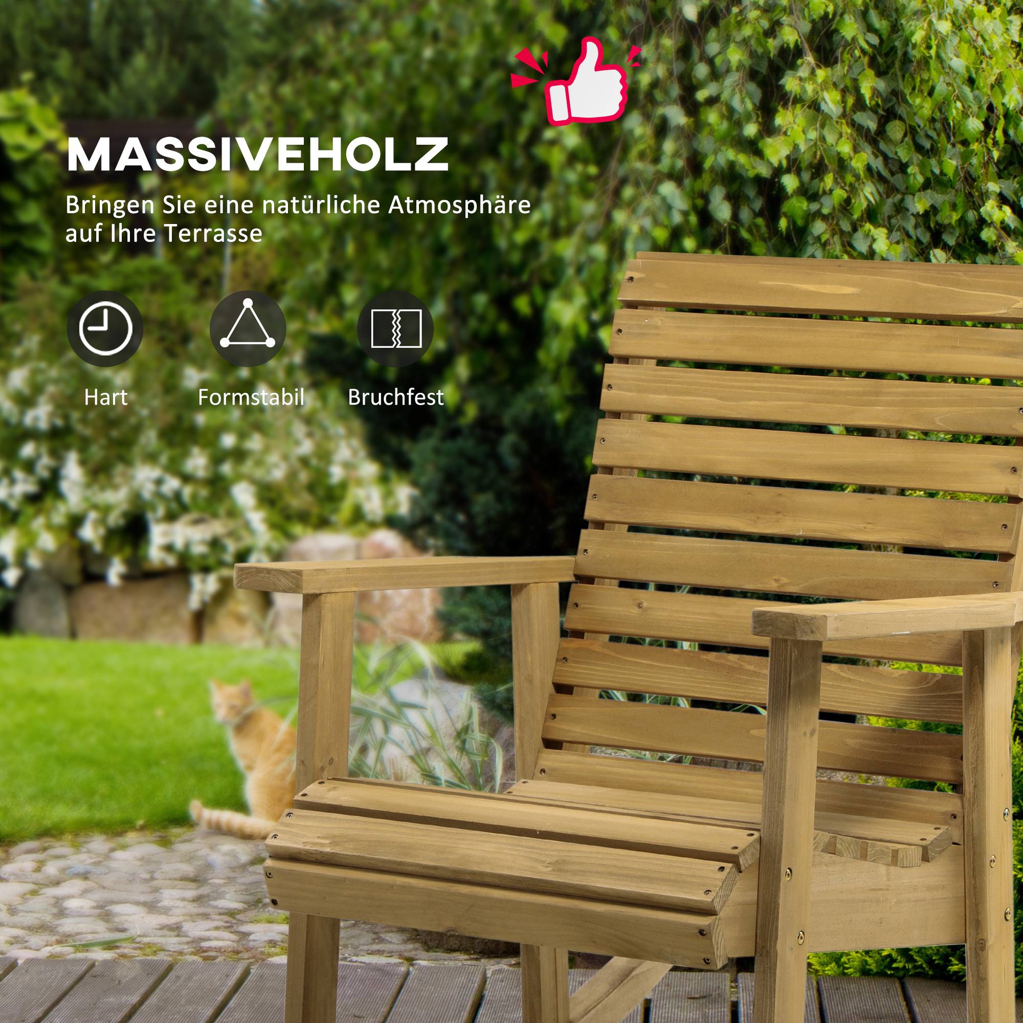 Fauteuil à bascule de jardin bois de sapin naturel 64 x 86 x 85 cm - PANGIVO - Image 6