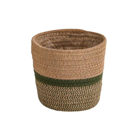 Cache-pot panier en jonc de mer - D.24cm - Image 1