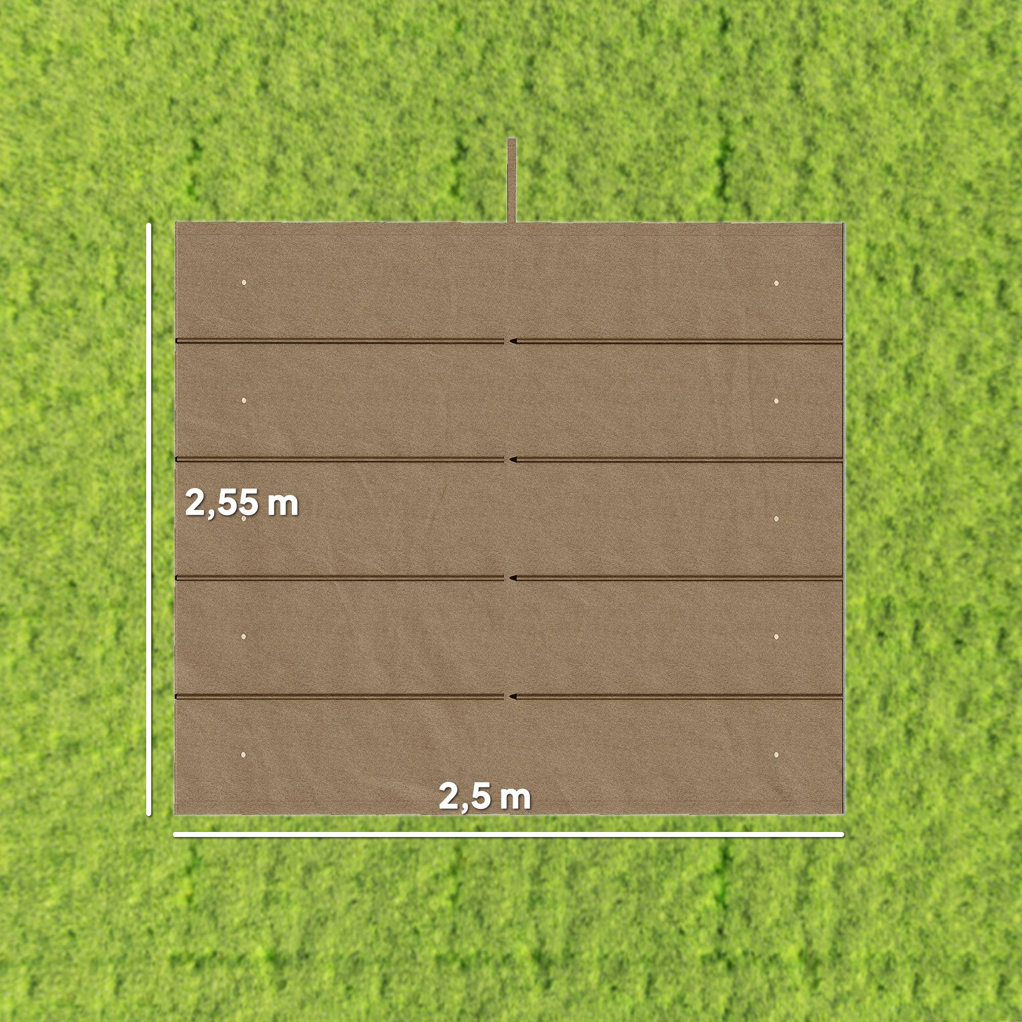 Housse pour toit retractable 2,5x2,55 m pour pergola 3x3, toile de rechange, 10 trous de drainage, brun - Image 5