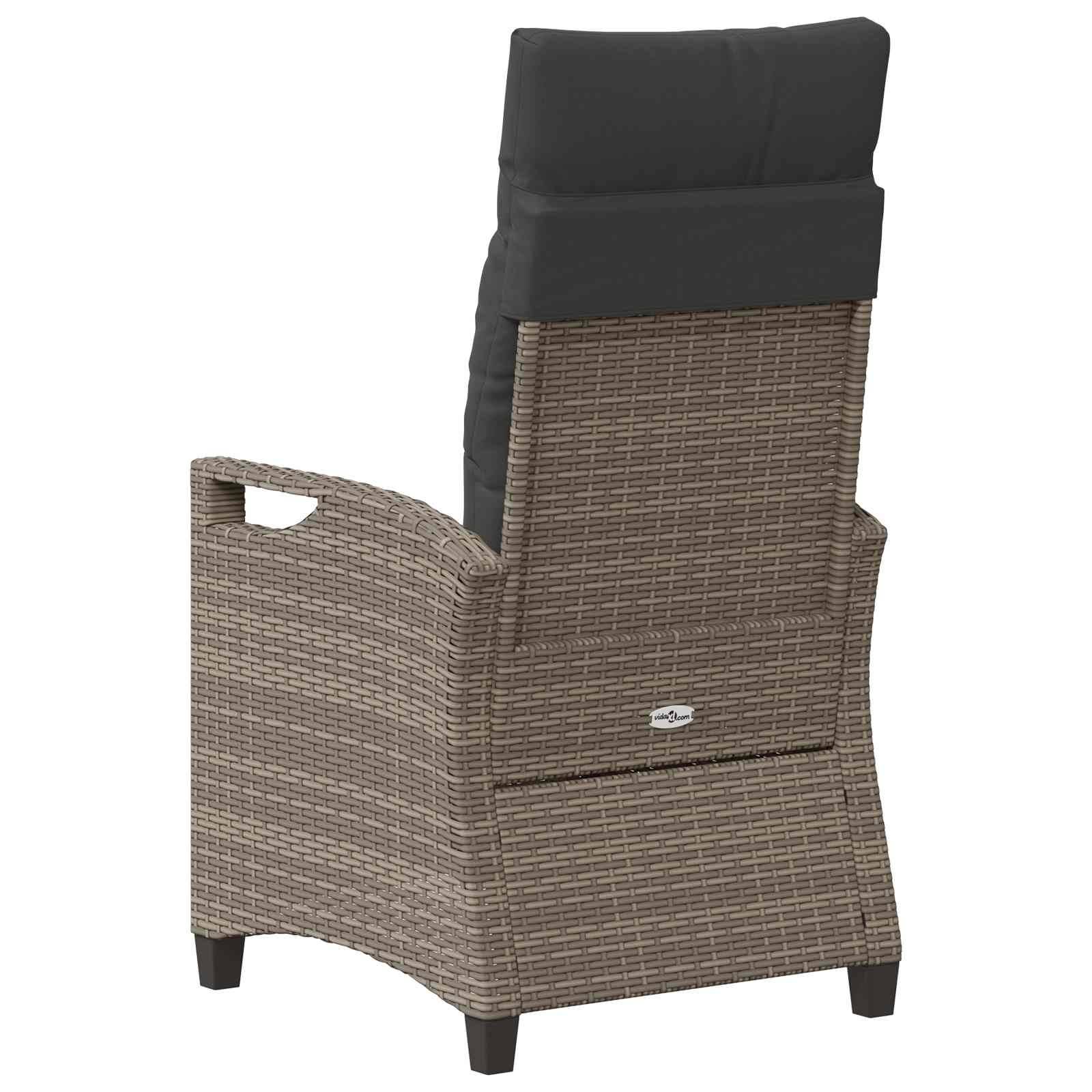 Chaise de jardin acier et polyester gris et gris foncé 56 x 60 x 112 cm - PANGIVO - Image 7