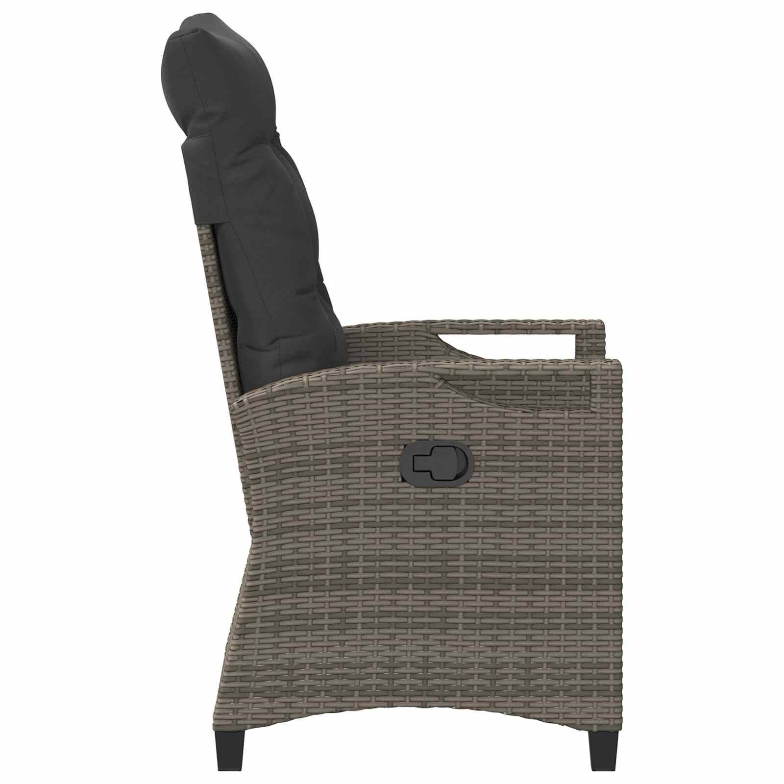 Chaise de jardin acier et polyester gris et gris foncé 56 x 60 x 112 cm - PANGIVO - Image 6