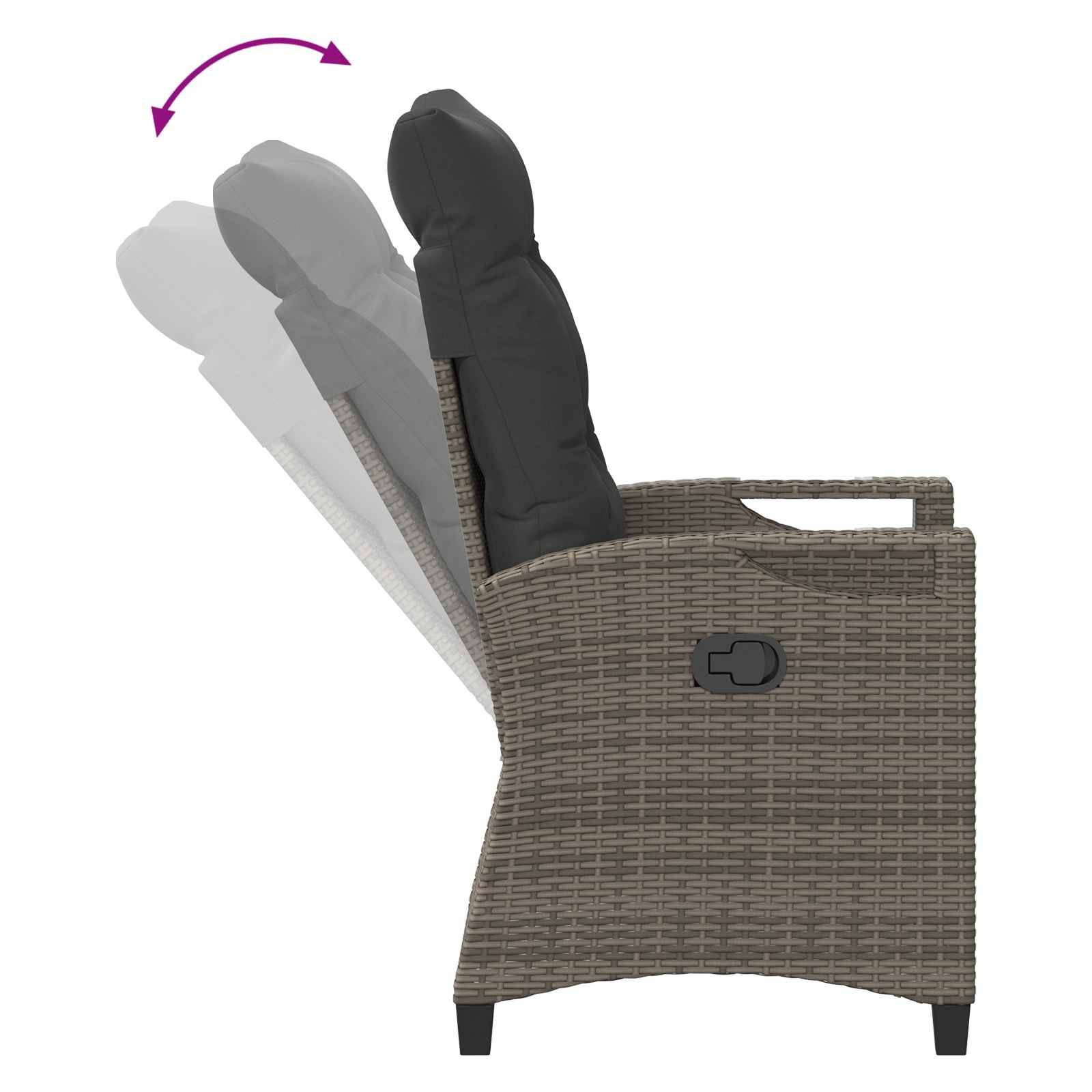 Chaise de jardin acier et polyester gris et gris foncé 56 x 60 x 112 cm - PANGIVO - Image 9
