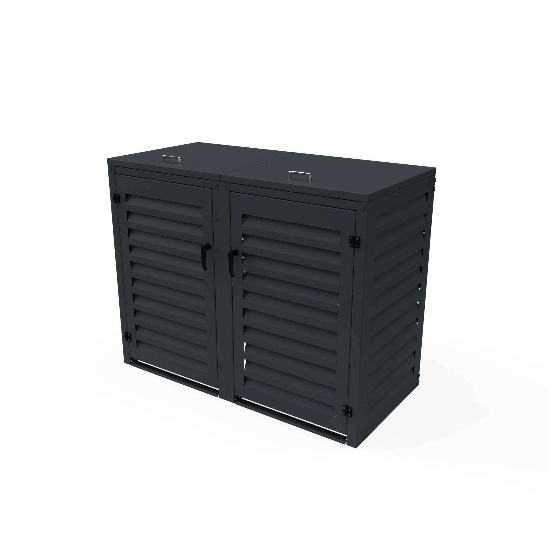 Cache Poubelle Extérieur Double en Aluminium thermolaqué - Abri pour 2 conteneurs 120 Litres – Gris Anthracite RAL 7016 - Image 1