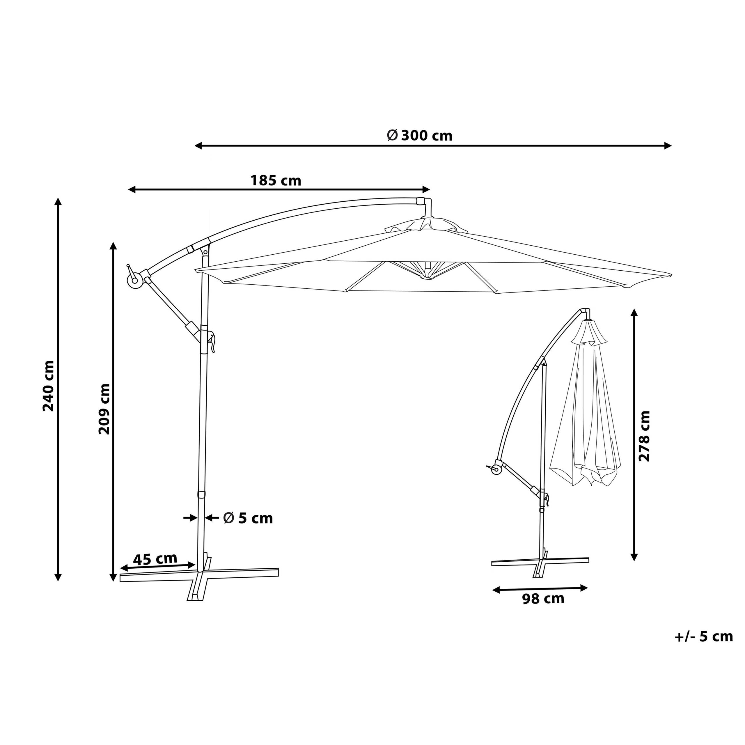 Beliani - Parasol déporté Tissu Rouge Bordeaux RAVENNA Beliani - Imagen 2