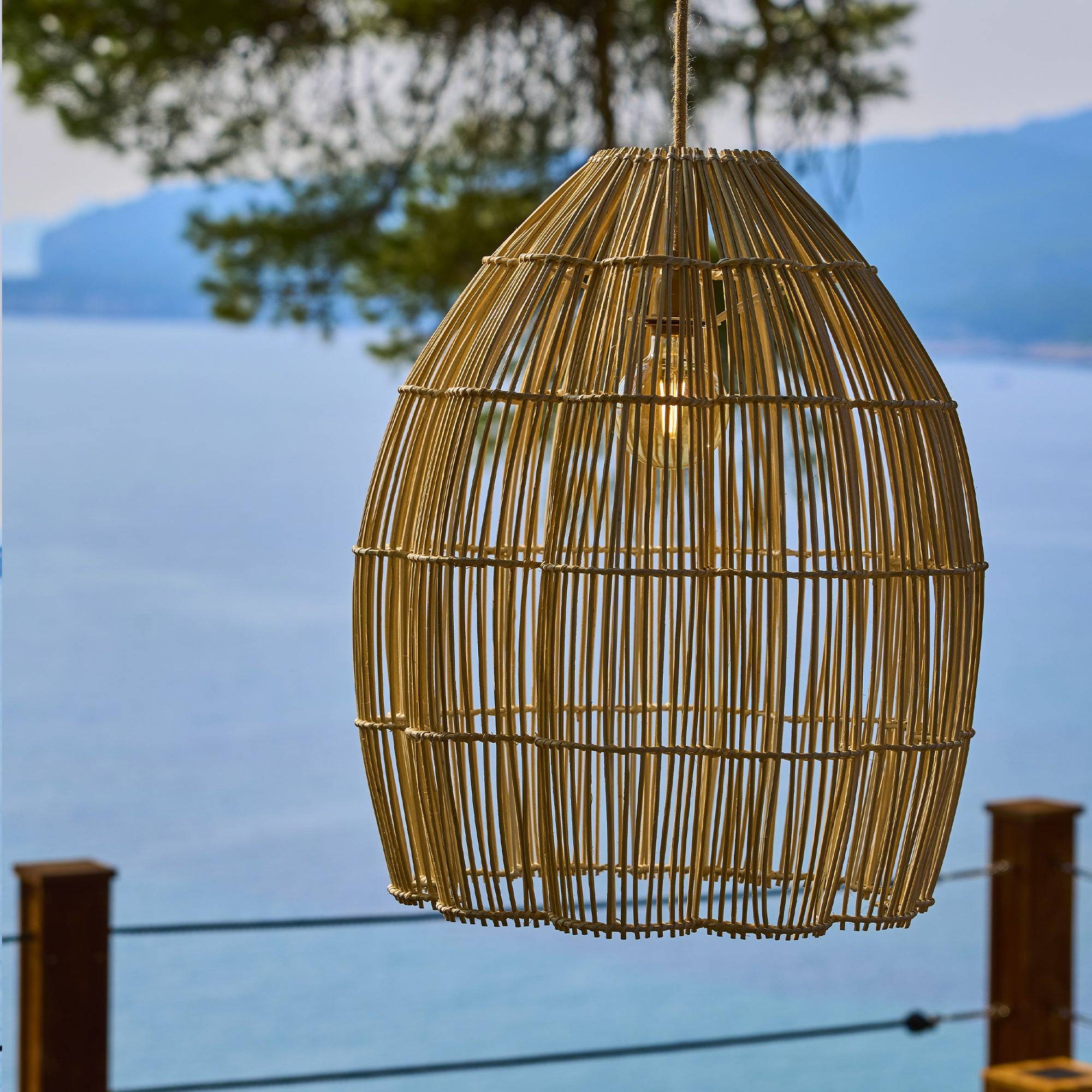 Lumisky - Suspension Extérieure Rotin Beige D50cm Câble 5m - Image 2
