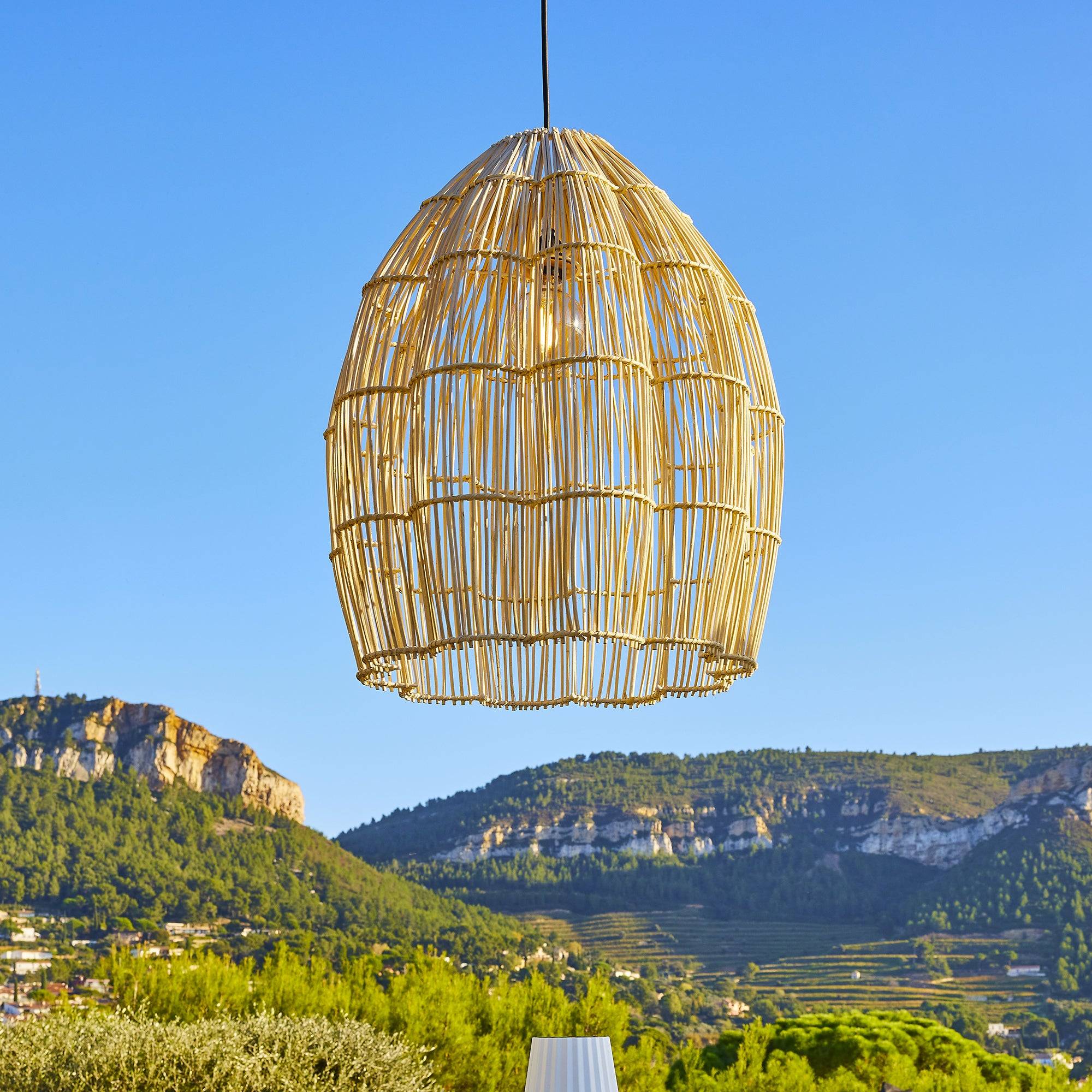Lumisky - Suspension Extérieure Rotin Beige D50cm Câble 5m - Image 3