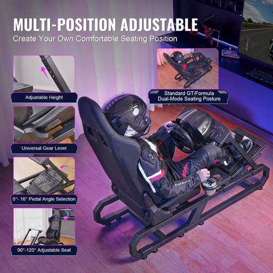 VEVOR Support volant de course compact acier, charge 150kg, réglable, pour Logitech G/Thrustmaster. - Image 4