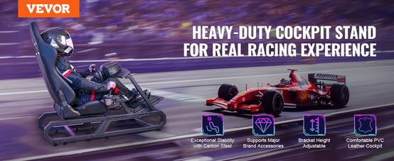 VEVOR Support volant de course compact acier, charge 150kg, réglable, pour Logitech G/Thrustmaster. - Image 9