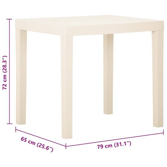 Table de jardin plastique blanc 79 x 65 x 72 cm, Poids :10kg - PANGIVO - Image 5