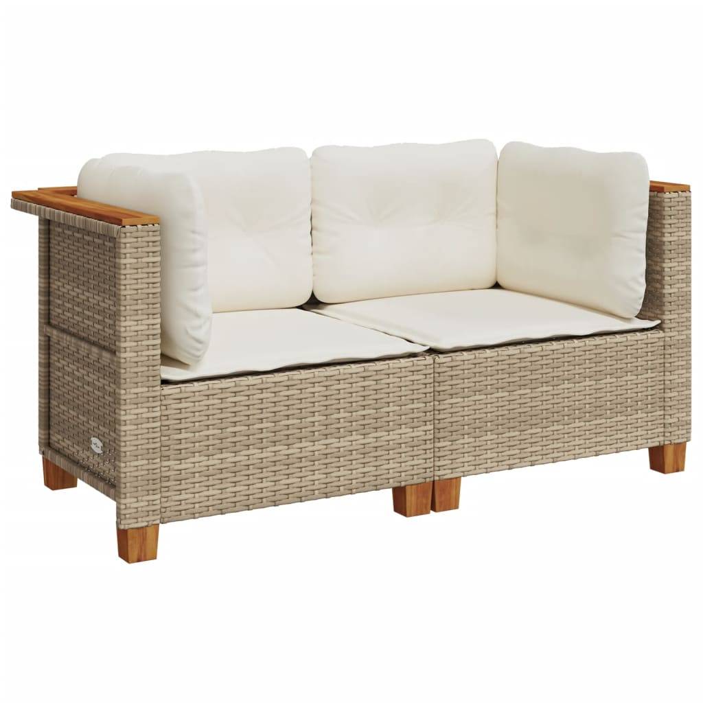 Canapés d'angle de jardin et coussins 2 pcs | Canapé D'extérieur | Sofa De Jardin beige résine tressée Maison Chic - Image 1