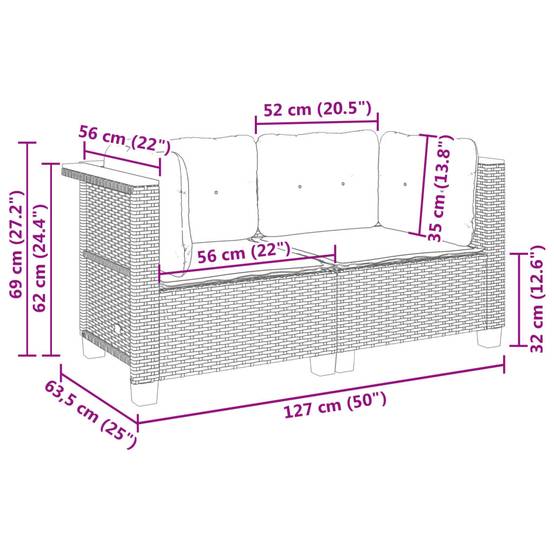 Canapés d'angle de jardin et coussins 2 pcs | Canapé D'extérieur | Sofa De Jardin beige résine tressée Maison Chic - Image 8