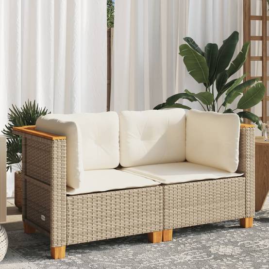 Canapés d'angle de jardin et coussins 2 pcs | Canapé D'extérieur | Sofa De Jardin beige résine tressée Maison Chic - Image 3